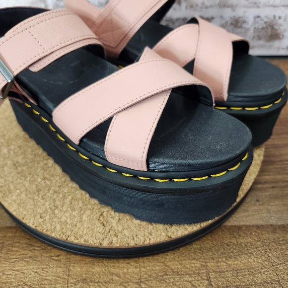 Dr. Martens Voss II Quad Leather Strap Platform Sandals Peach / (US) Size 8 - Picture 13 of 14